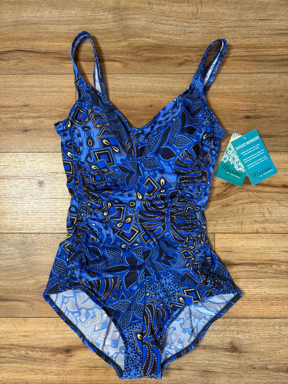 Vintage Maxine of Hollywood Instant Minimizer One Piece Swimsuit Mosaic pattern